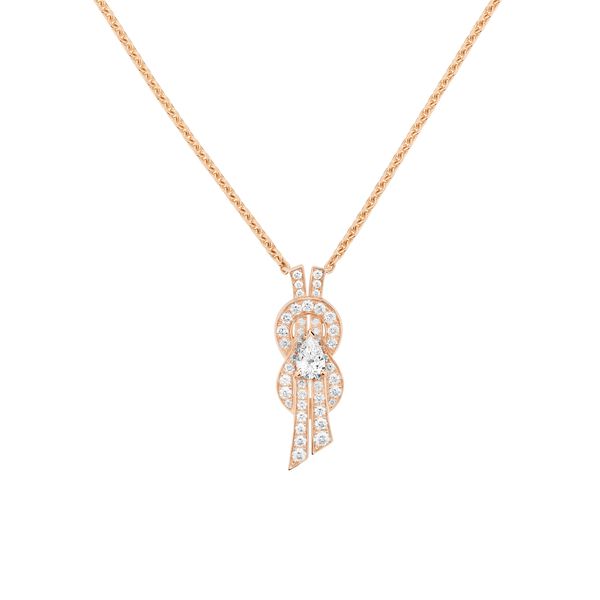 Pendentif Chance Infinie en or rose avec diamants, moyen mod&egrave;le